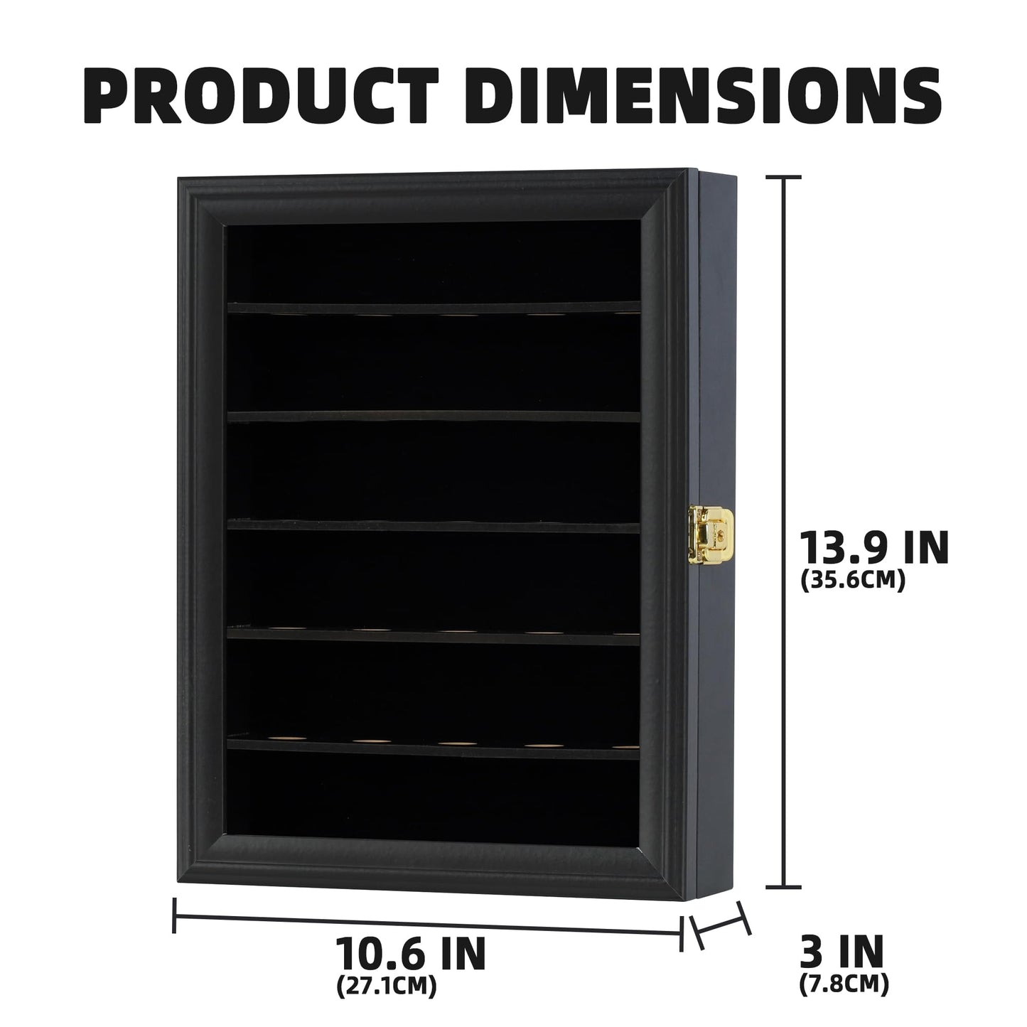 Golf Ball Display Case for 30 Golf Balls, Display Cabinet Great Golfer Memorabilia Gift for Golf Enthusiasts, Wall Mount with Lockable Door Black