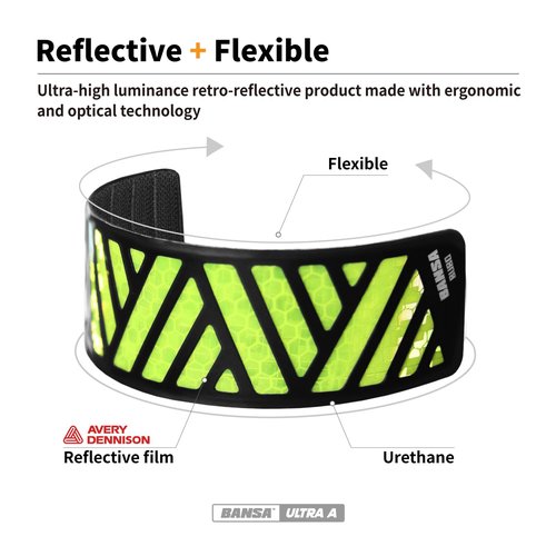 BANSA My Reflective Band Ultra-A Green 1pcs - High Visibility Gear for Night Walking,Running,Bike,Motorcycle,Camping,Walking&Cycling | Multiple Use | Orange,Green,White,Red,Yellow