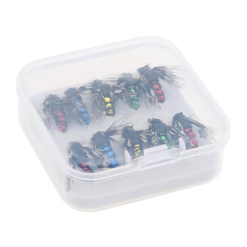 OriGlam 10pcs Fly Fishing Lures Kit - Fishing Fly, Handmade Lures Assortment with Artificial Bait Hooks for Bass, Trout, Salmon