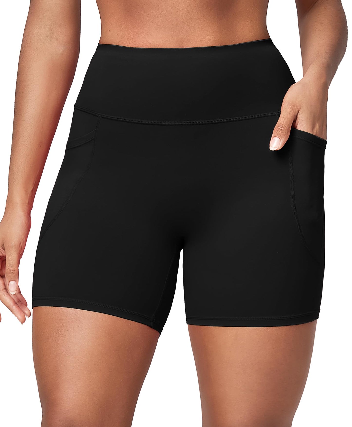 BRXL Womens Biker Shorts with Pockets No Front Seam High Waist Compression
