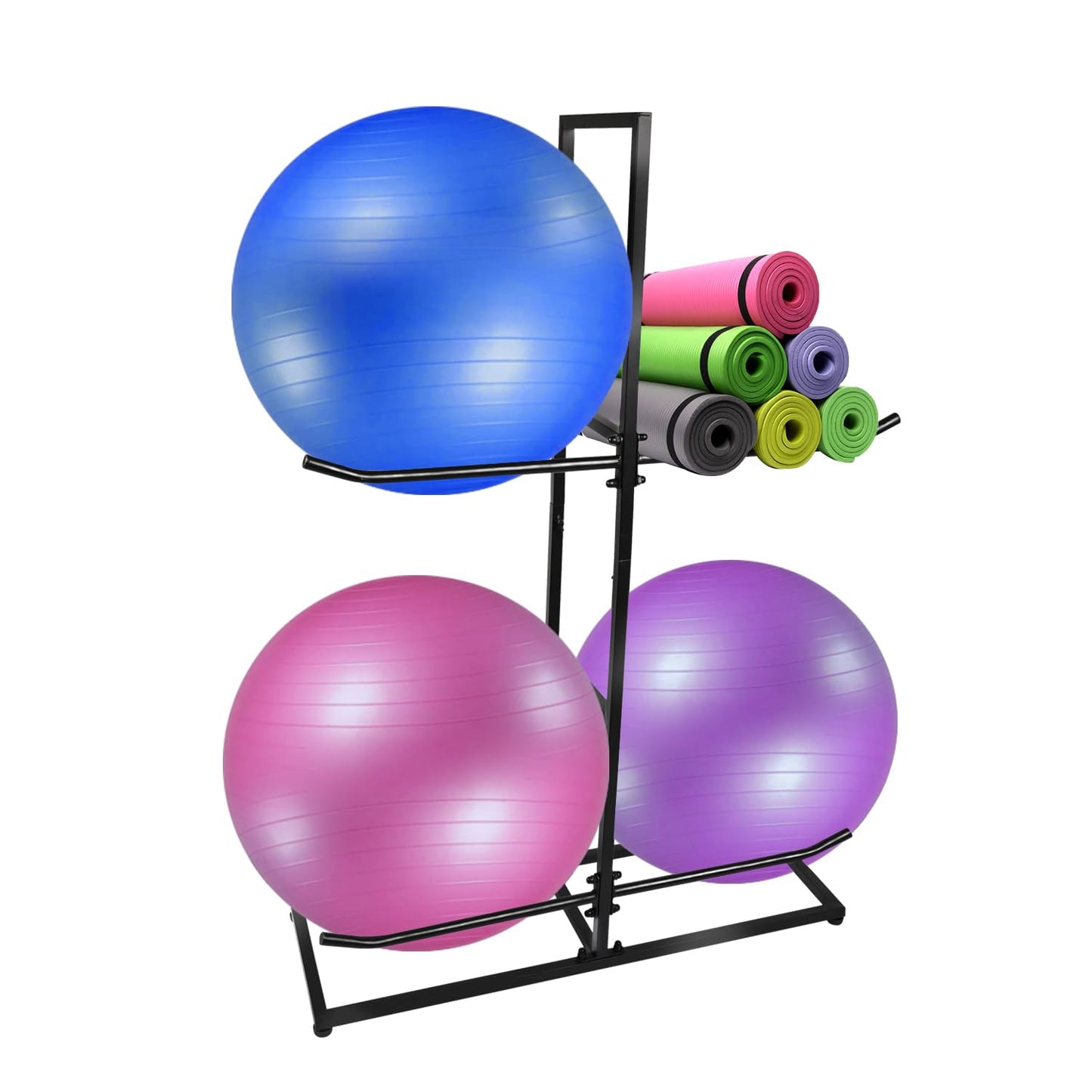 Exercise Ball Holder,Stability Ball Rack, Exercise Ball and Balance Ball Storage Racks Suitable for Yoga Ball Stability Ball Yoga Mats Home and Commercial Gym ﻿