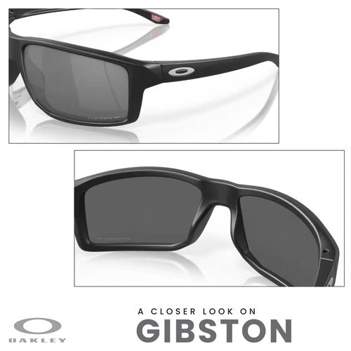 OAKLEY Gibston OO9449 944906 60MM Matte Black/Prizm Black Polarized Rectangular Sunglasses for Men+ Bundle Accessory Leash Kit, Microfiber Pouch