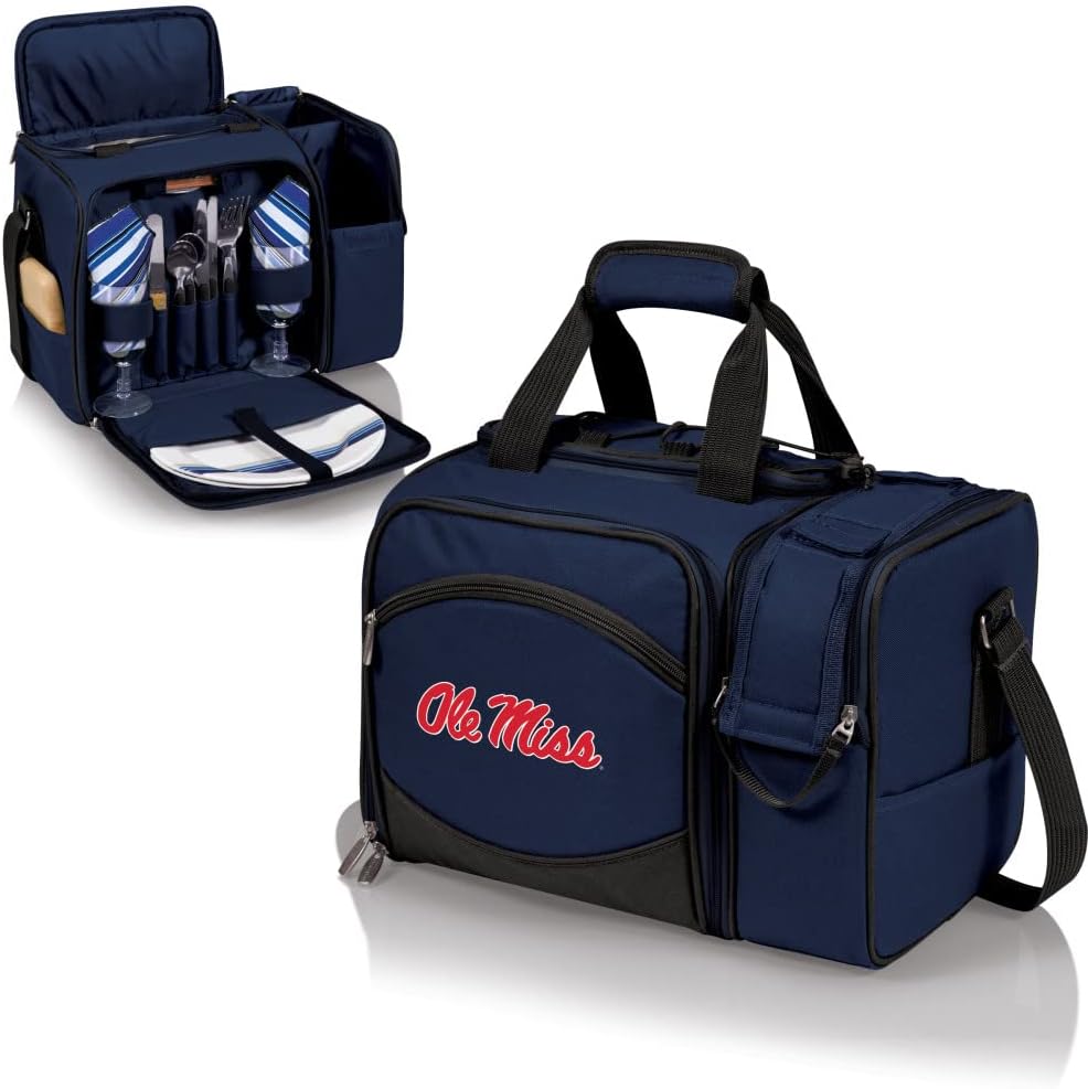 NCAA Malibu Cooler Picnic Basket - Insulated Tote with Complete Picnic Set