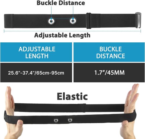 LIVLOV Heart Rate Monitor Replacement Strap, Chest Replacement Strap Compatible with Wahoo Tickr Polar H7 Garmin HRM Coospo, IP67 Waterproof, Adjustable Soft Size M to XXL
