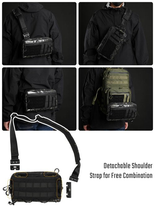 TACTICAL_GEEK Cache L3 Black Camo Crossbody Shoulder Bag, Men Multipurpose Sling Bag, Chest Backpack Casual Shoulder for Daily Carry