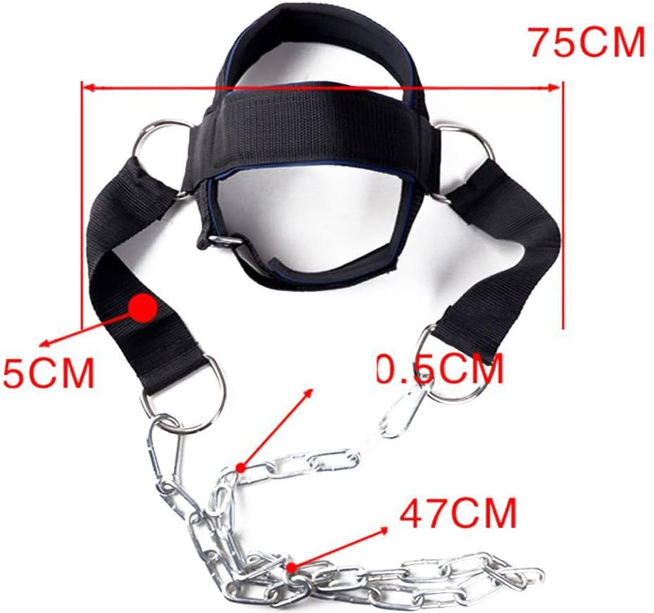 Padded Neck Training Head Harness with Chain Weight Lifting Chin & Head Neck Exerciser Straps Gym Bodbuilding Equipment for Stronger Neck