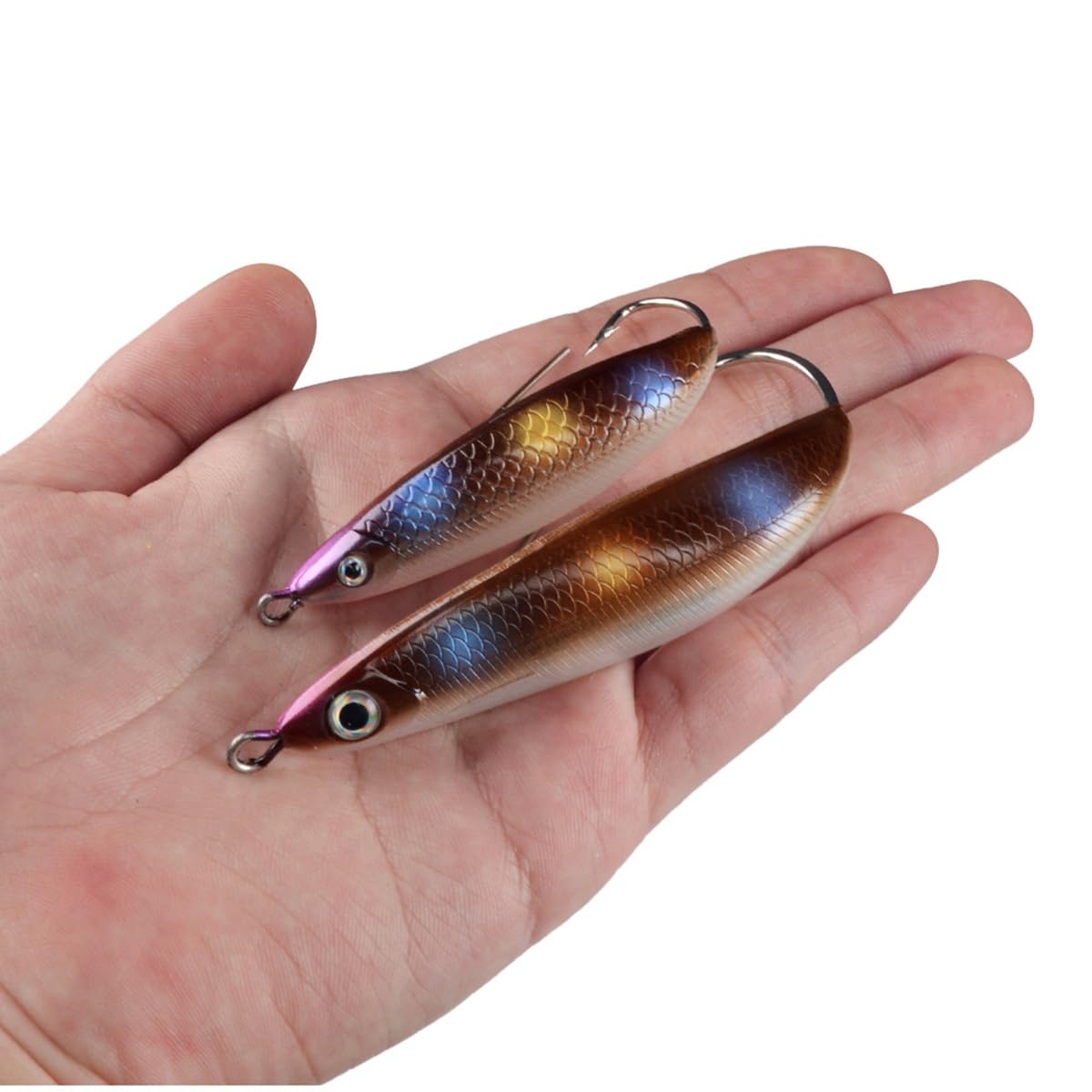 AMHDV Weedless Minnow Hard Lures Topwater Fishing Bait for Freshwater Saltwater (Pack of 5) (8g/0.28oz)