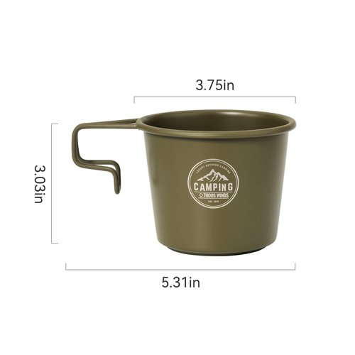Thous Winds 2pcs Stainless Steel Camping Sierra Cup 350ml, Olive-green
