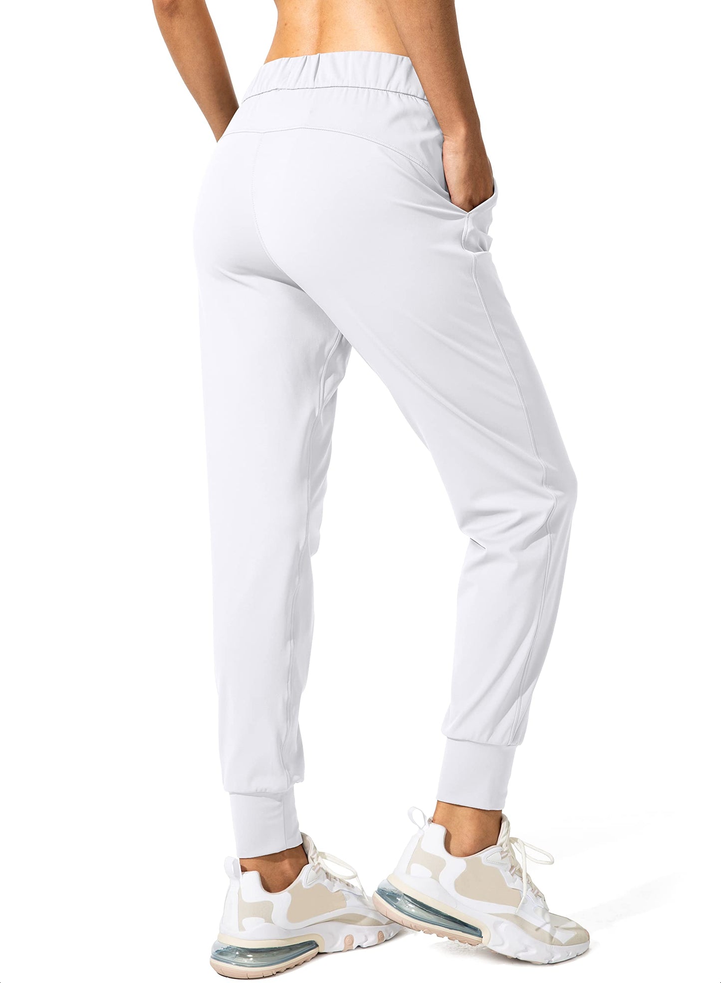 SANTINY Women's Joggers Pants Pockets Drawstring Running Sweatpants for Women Lounge Workout Jogging(White_XXL)