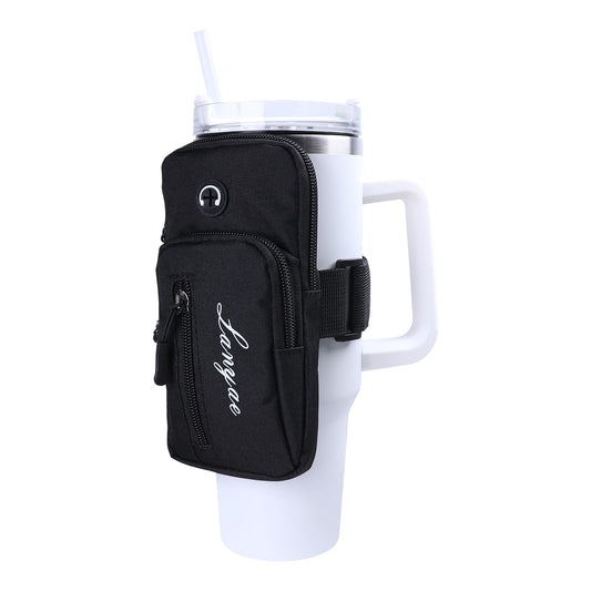 Water Bottle Pouch for Running Gym Exercise Accessories Sport Pouch Bag for Women Men,Pocket for with Phone,Cards,Keys,Wallet,Black