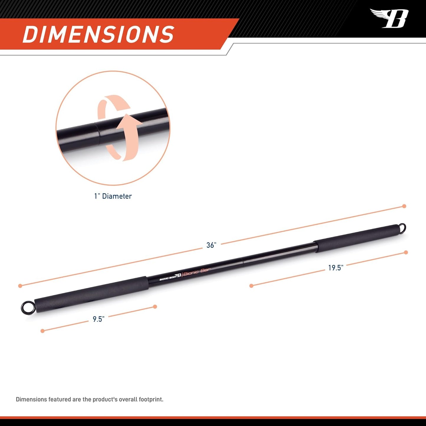 36 Inches Light Weight Resistance Training Straight Bar – Fits All Resistance Bands/Accessories with Carabiners BBEB-020