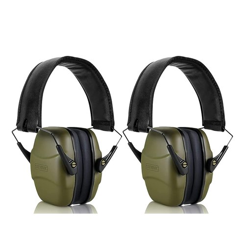 ucho 34dB Slim Noise Shooting Ear Protection 2 Pack - Special Designed Ear Muffs Lighter Weight & Maximum Hearing Protection - Amygreen and Amygreen