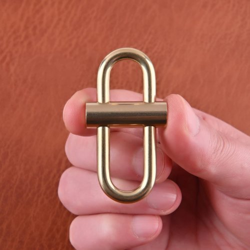 Brass Lock Keychain Oval Slide Locking Snap Lock Clip Buckle Key Holder for Home Car Keys Organization