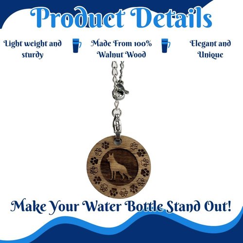 Pure Walnut Wood Stanley Cup Accessories- Cute Dog Charm For Stanley Tumbler- German Sheperd Design