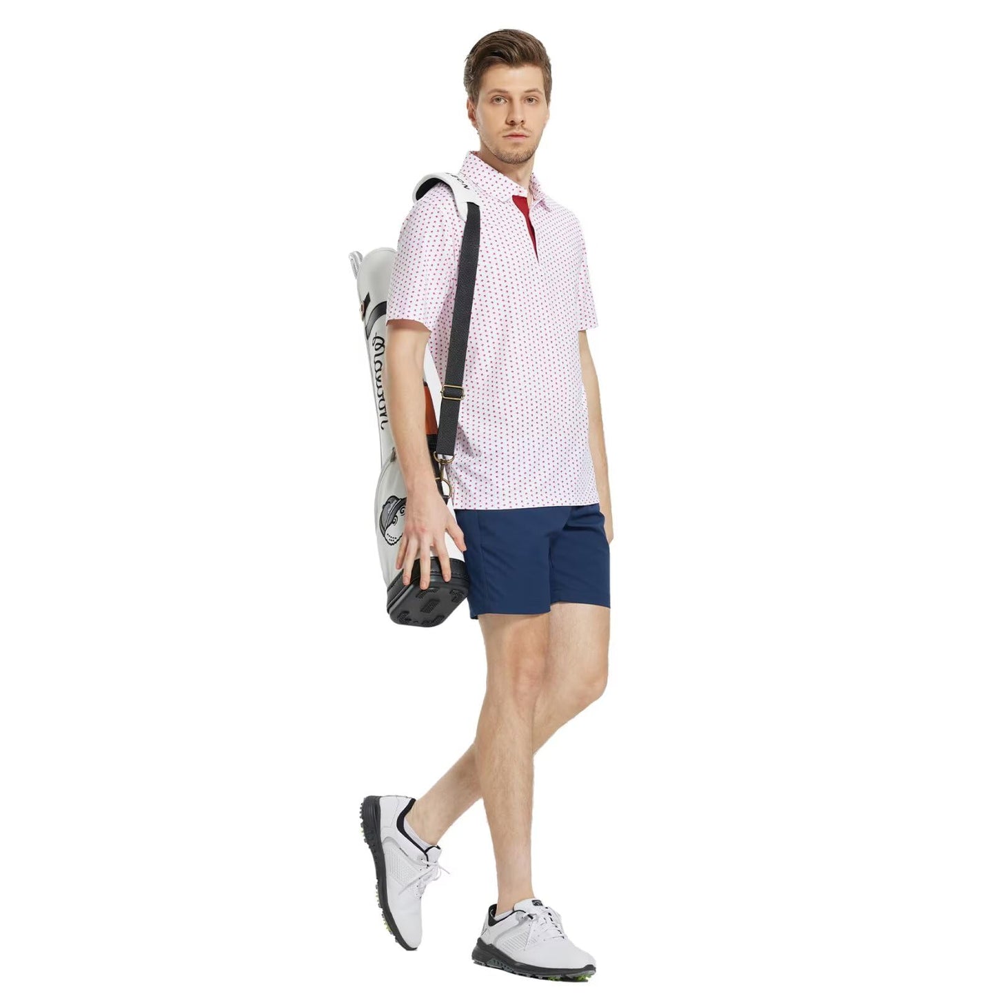 M MAELREG Polo Shirts for Men Quick Dry Fit Short Sleeve Performance Moisture Wicking Print Men’s Golf Shirts