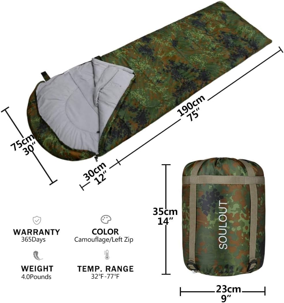 3-4 Season Sleeping Bag for Adults & Kids, Lightweight Warm Cold Weather Camping Bag with Waterproof Compression Sack – Portable for Hiking, Backpacking, Traveling & Outdoor Adventures