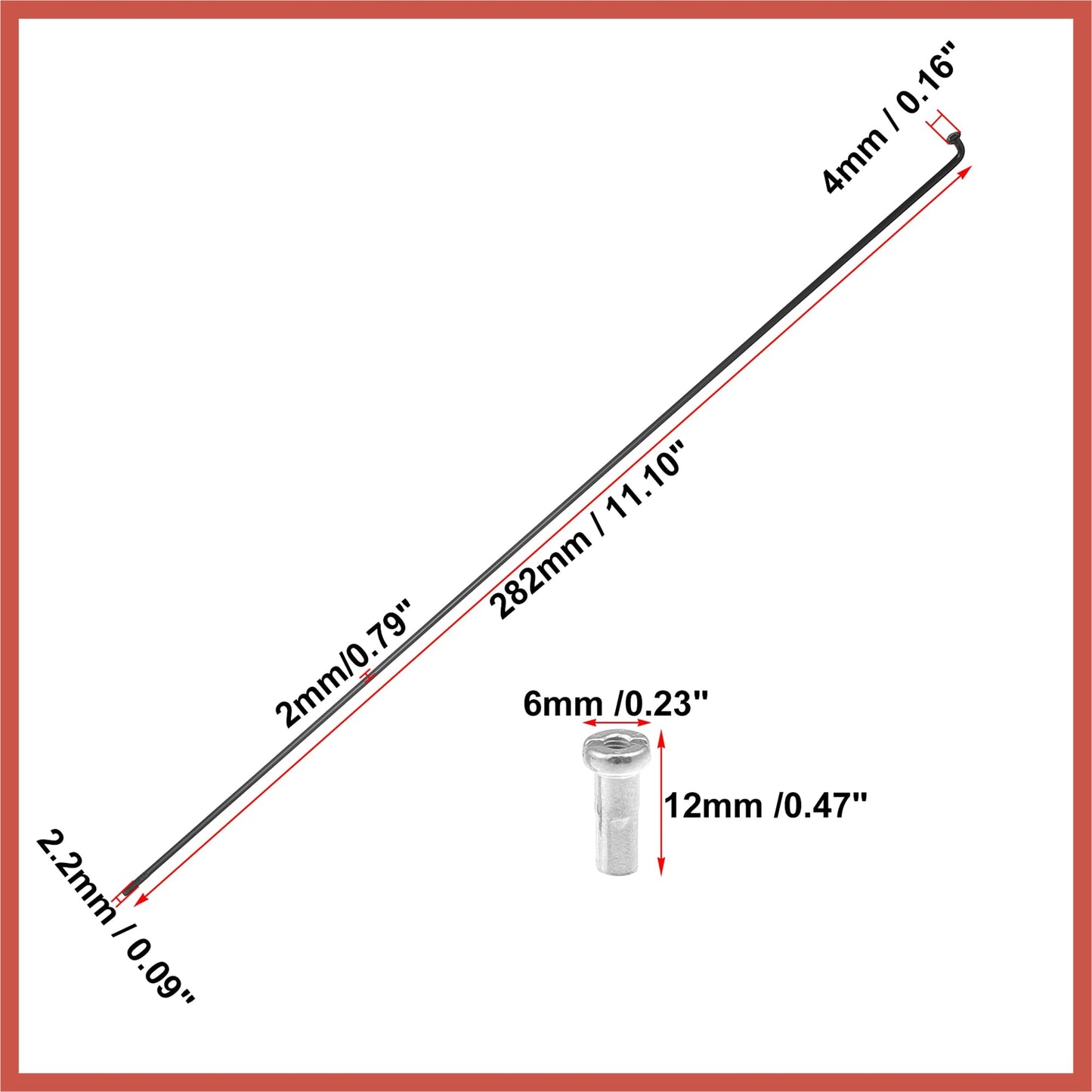 ACROPIX 36pcs Bicycle Carbon Steel Spokes 14G Bike Spoke 282mm Length with Nipples for Most Bicycle Black Car Parts