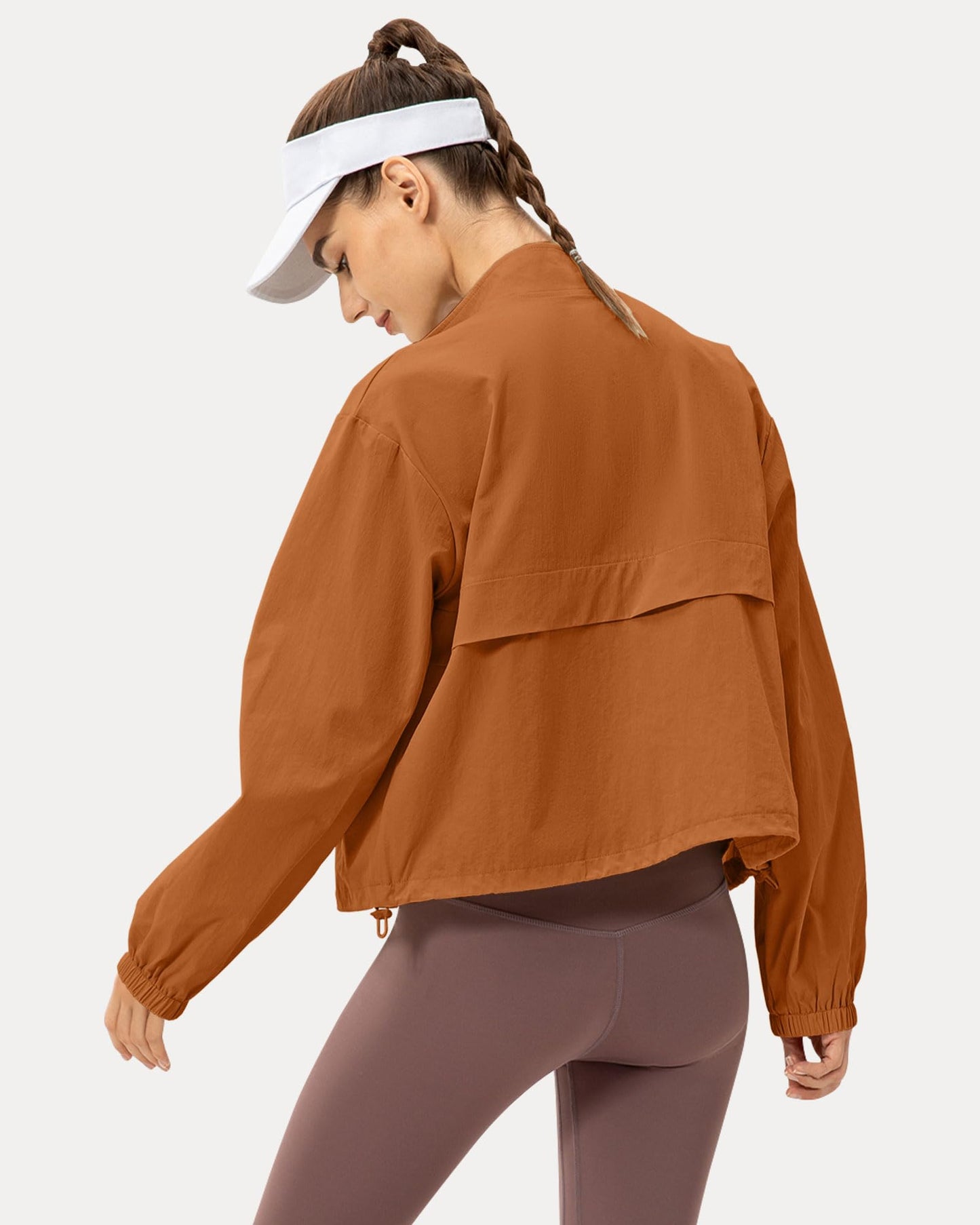 Locachy Women's Lightweight Zip Up Athletic Jacket Stand Collar Windproof Sun Protection Workout Outdoor Jacket Brown M