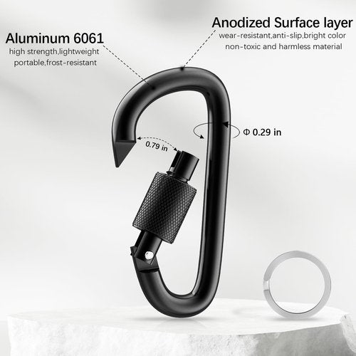 sprookber 3" Locking Carabiners | Keychain Carbineers D Ring Key Clip Spring Snap Hook for Multi-Usage | Set of 8