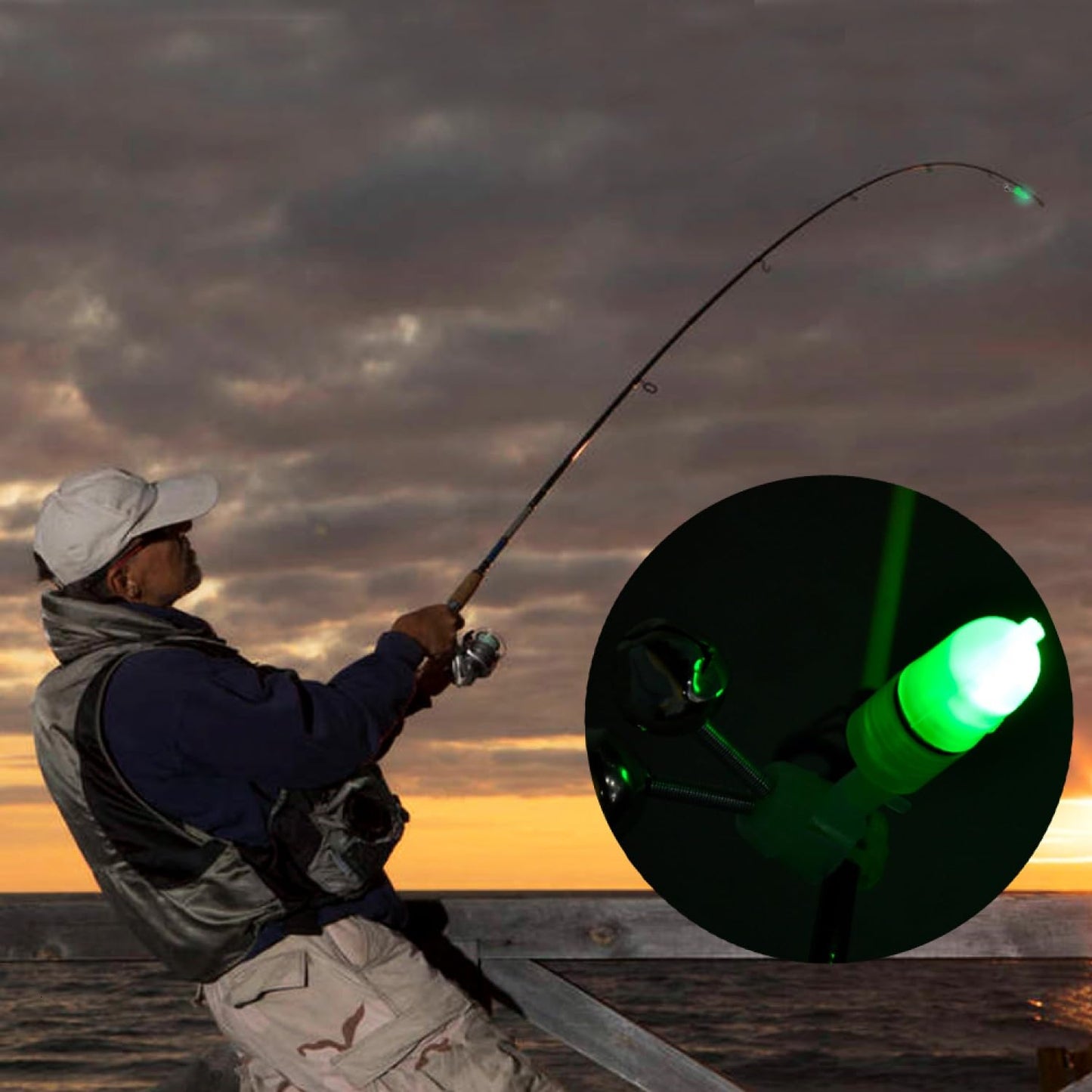 SenseYo 30 Pcs Fishing Bells Clips Fishing Rod Alarm with Dual Alert Bells with Colorful Lights (Red Green Blue)