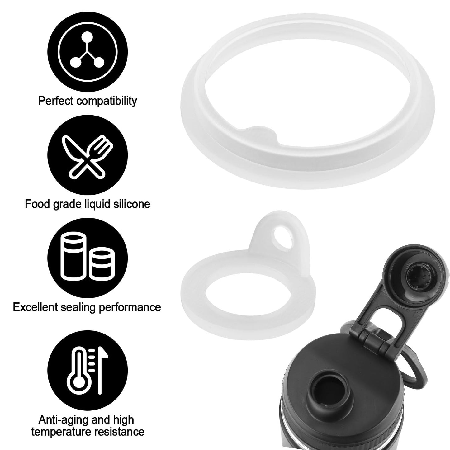 4pcs Gasket Replacement for TAKEYA Actives, Silicone Sealing Ring Gaskets Seal Parts Leak-Proof Water Bottle Lid O Ring Replacement Compatible with TAKEYA Actives All OZ (Not for TAKEYA Originals)