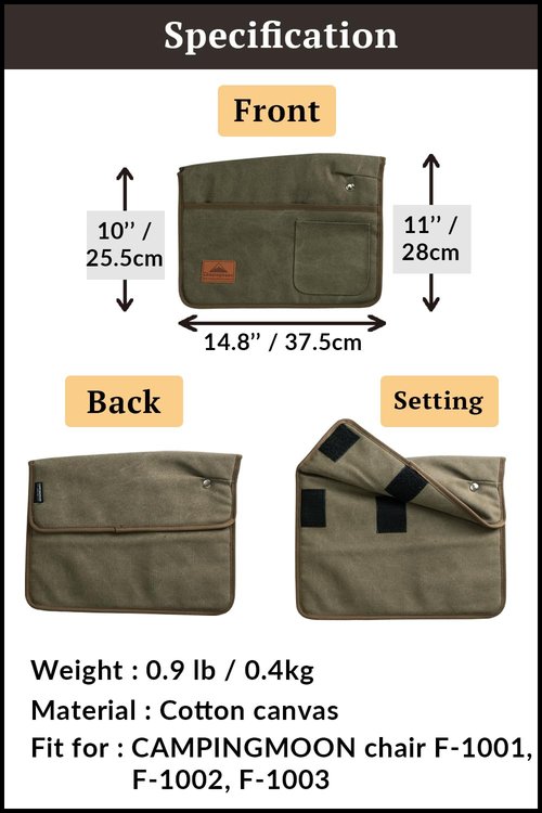 camping moon Storage Pocket for Chair Arm Side Khaki 1003-R