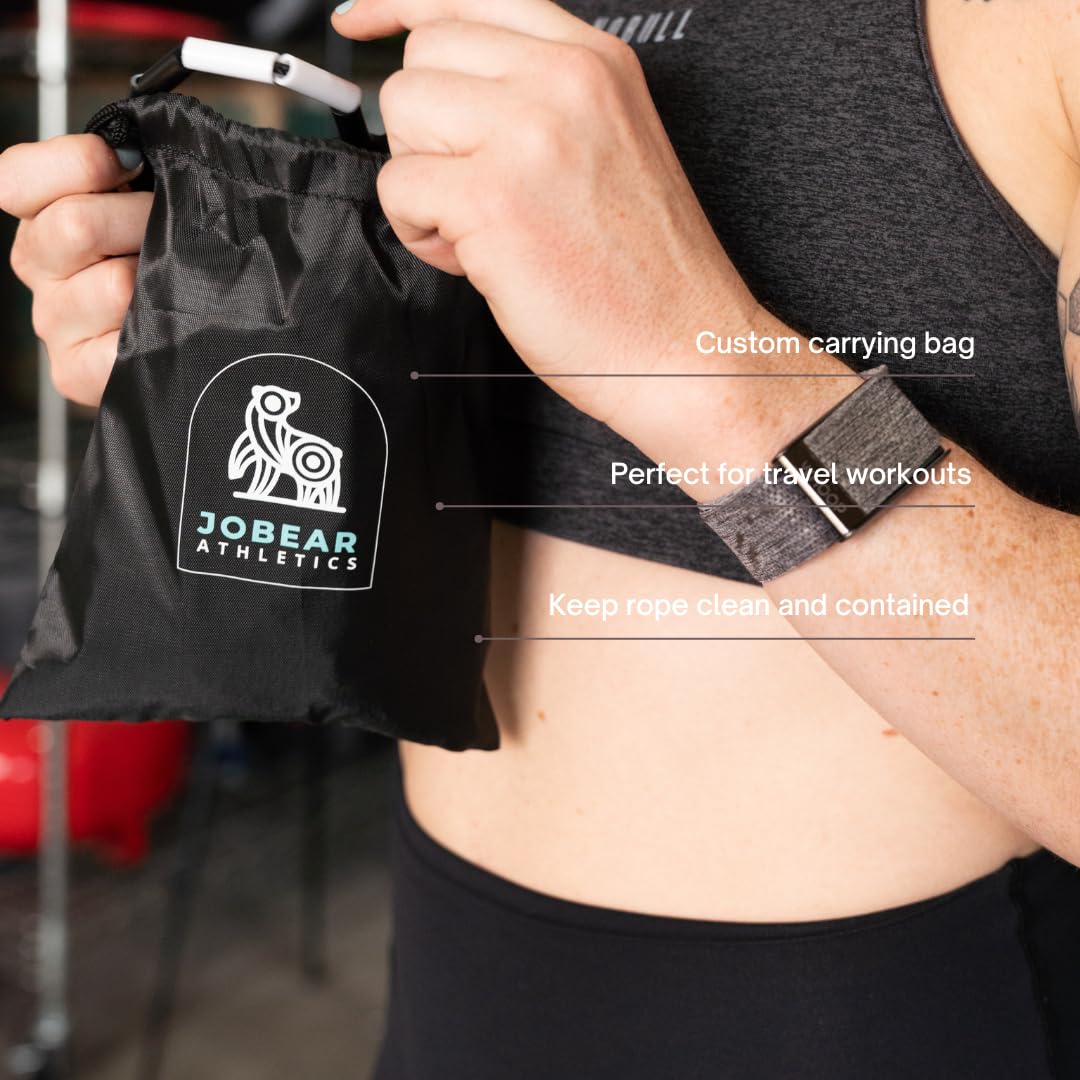 JOBEAR Athletics Beaded Jump Rope for Functional Fitness Athletes - Grip Tape Handles - Tangle-Free - Adjustable - Jump rope for Adults, Teens, and Kids (Black/White)