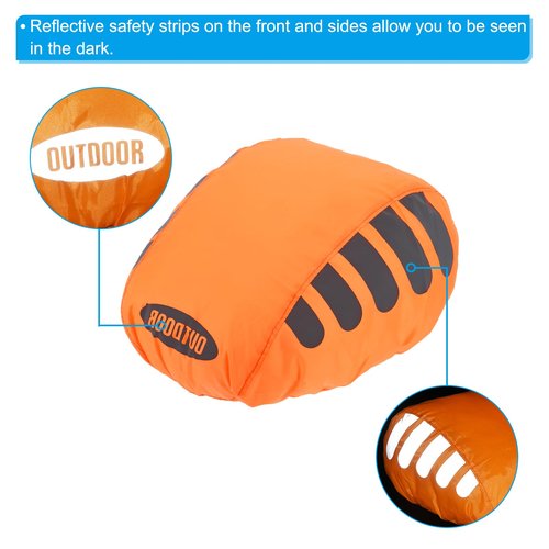 PATIKIL Cycling Bicycle Helmet Cover, 2 Pack Motorcycle Helmet Rain Covers Ride Gear Helmet Cover with Reflective Strip for Road Cycling, Orange