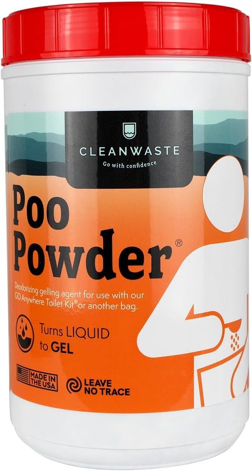 Cleanwaste Portable Mini Poo Powder Deodorizing Waste Treatment - 55 Scoops - Pee and Poop Gelling Powder for Camping, Travel, Emergencies