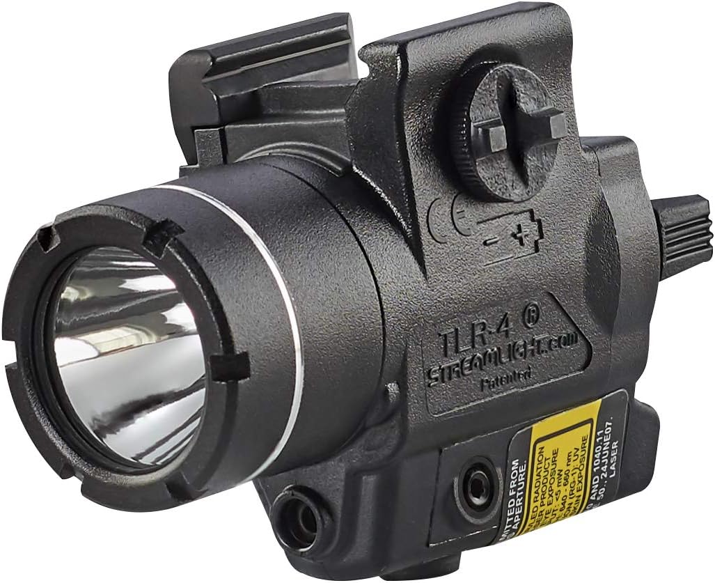 Streamlight 69240 TLR-4 170-Lumen Compact Rail-Mounted Tactical Weapon Light with Integrated Red Aiming Laser for Select Handguns, Black