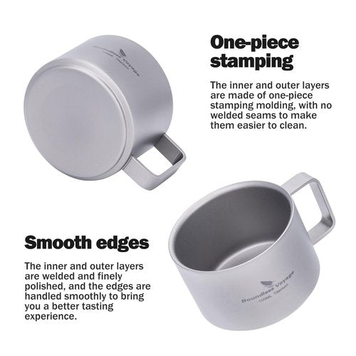 Boundless Voyage Titanium Double Wall Coffee Cup Mini Mug 100ml Lightweight Mug for Outdoor Camping Hiking Picnic Backpacking