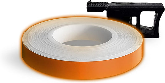 Orange Refractive Wheel Stripes - 7mm x 6m with Applicator Tool for Easy Application