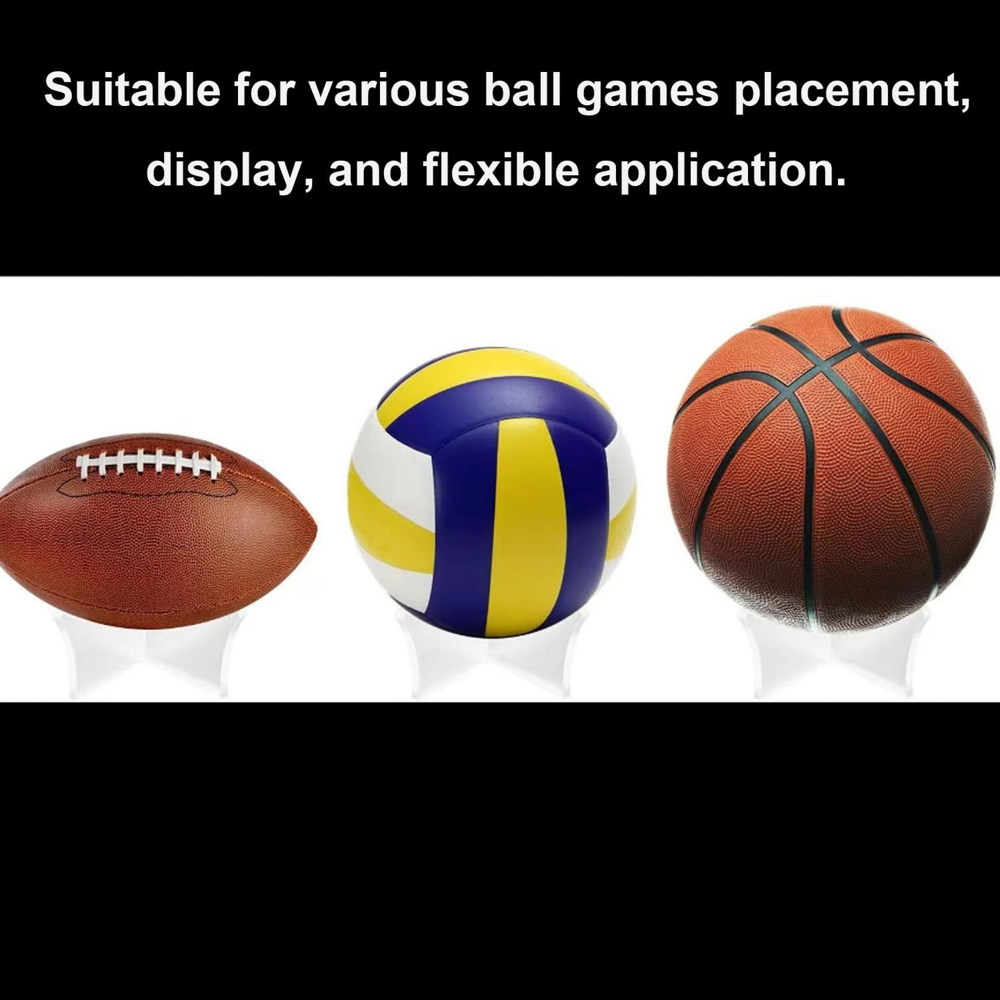 Acrylic Ball Display Holder, Football Stand Storage Holder, Basketball Holder Stand for Display, Volleyball Rugby Ball Stand Holder, Soccer Ball Holder for Football Basketball Soccer Volleyball Rugby（2Pcs）