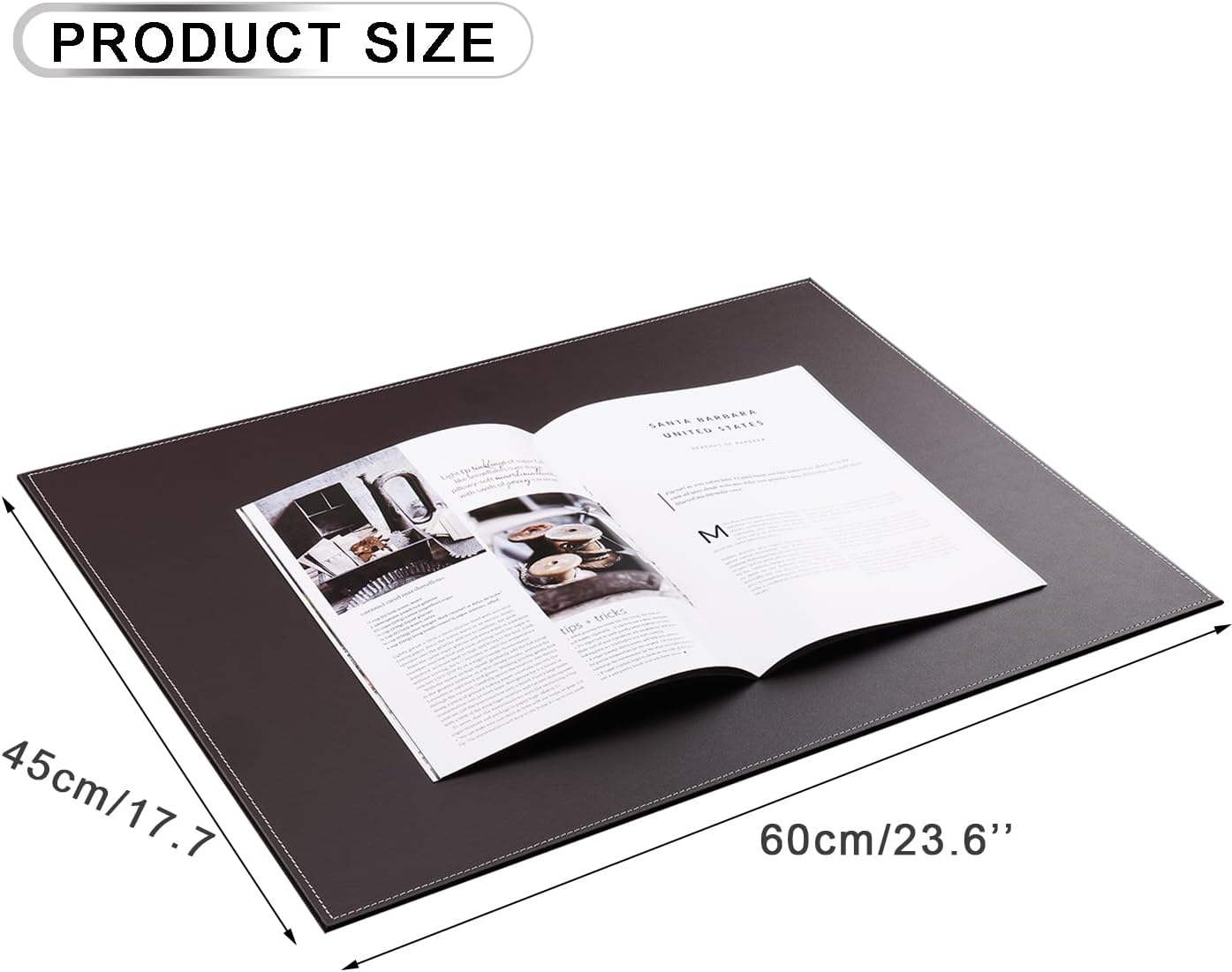 KINGFOM Ultra-Smooth PU Leather Desk Pad & Mat Office Desk Drawing & Writing Board A3/ A4 File Paper Clip Table Protector Mat on Top Large 24''x18'' (Black)