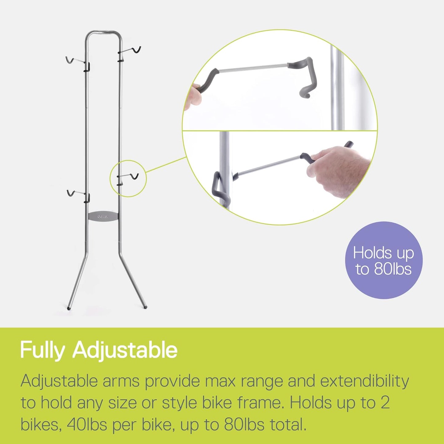 Delta Cycle Michelangelo 2 Bike Storage Rack - Gravity Fully Adjustable Bike Rack Garage For Road, MTB, and Hybrid Bicycles - Vertical Bike Rack Holds Up To 80 lbs