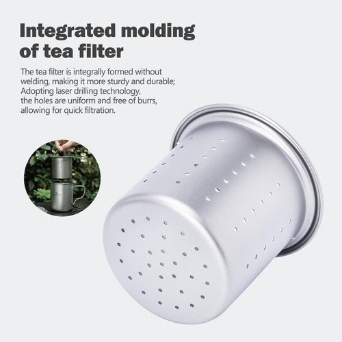 Boundless Voyage 450ml Titanium Cup with Tea Filter Folding Handles Outdoor Camping Ti Coffee Mug 15.2 fl oz Portable Lightweight Tea Maker