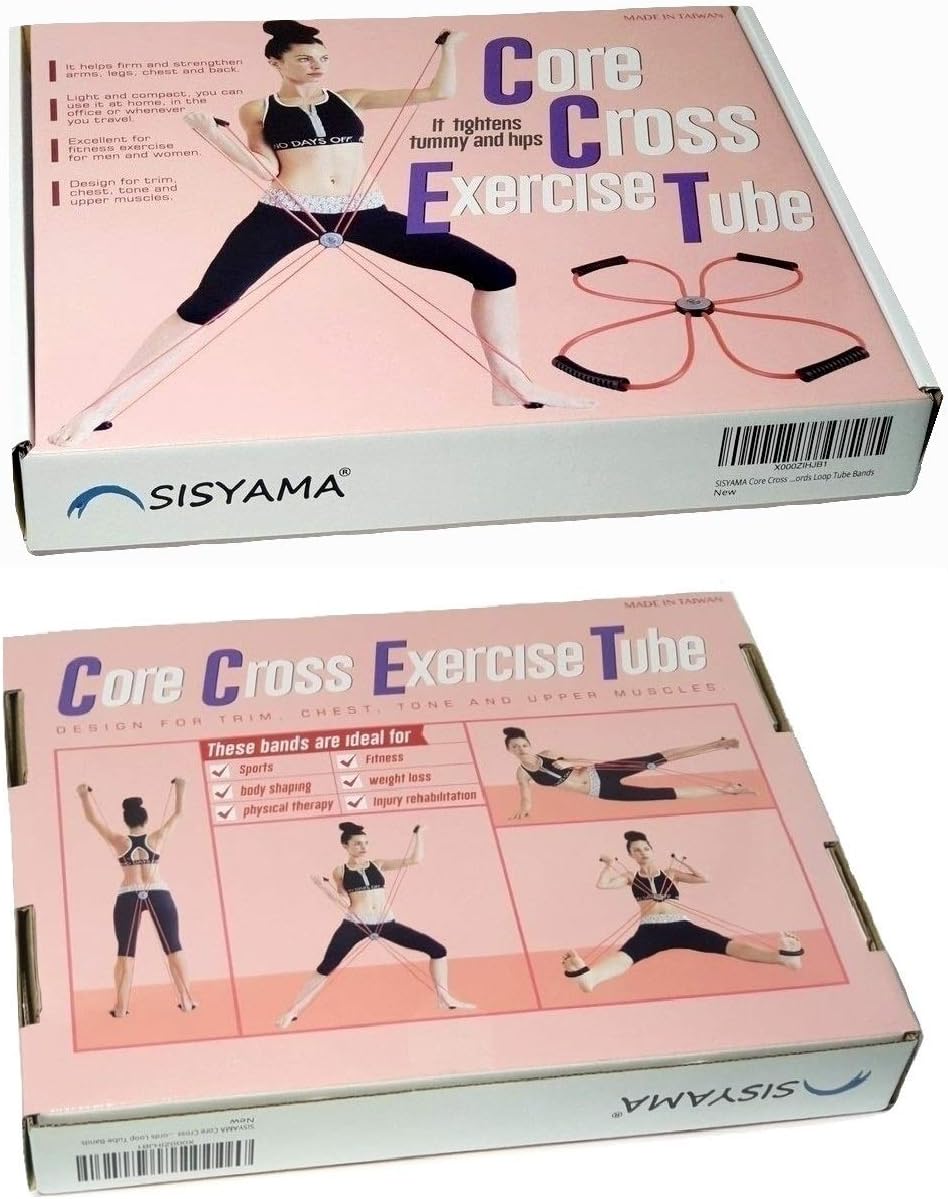 Core Cross Workout Pilates Reformer Exercise Resistance Cords Loop Tube Bands