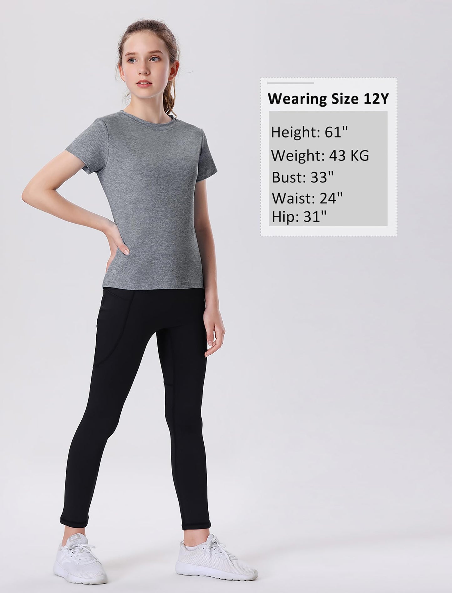 EXARUS 4 Pack Girls Athletic Shirts Quick Dry Short Sleeve Tshirts Crewneck Tee Workout Activewear Tops for Kids 8-16Y Set 7 12Y
