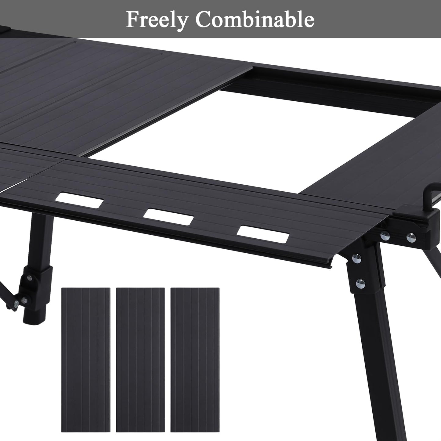 Aircity Folding Camping Table, Portable Folding Aluminum Table with Adjustable Height for BBQ, Camping, Picnic, Beach, Travel, and Outdoor Cooking