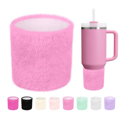 WUQID Plush Higher Protective Silicone Boot, Compatible with Stanley H2.0 40oz 30oz 20oz & IceFlow Flip 30oz 20oz, Luxury Faux Fur Rubber Sleeve