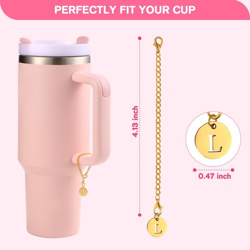 Raymall Letter Charm for Stanley Cup With Handle, Personalized Name ID Initial Letter Charm Accessories For Stanley Tumbler Cup (Letter L)