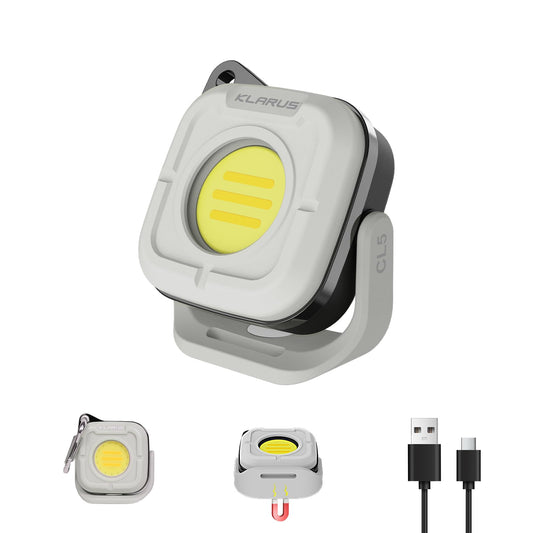 Klarus CL5 Small Work Light Powerful Magnetic Flashlight - 650lm Bright, 4 Color Temperatures (2700K-6500K) & USB-C Rechargeable, 180° Rotatable, IPX5 Waterproof, Portable LED Pocket Light