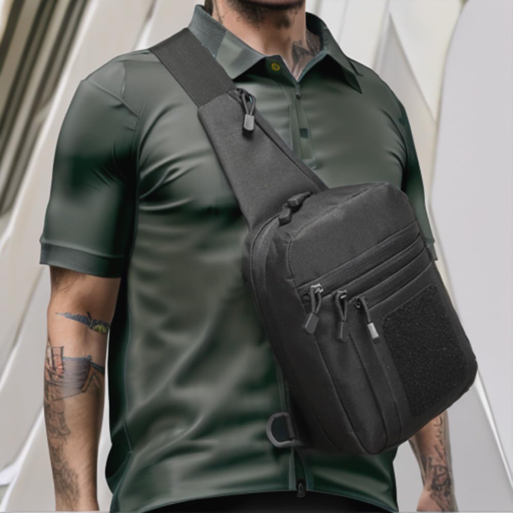 GAZJYUSP Small tactical concealed carry shoulder sling bag for men women Concealed carry crossbody bag with holster Personal pocket(Black)