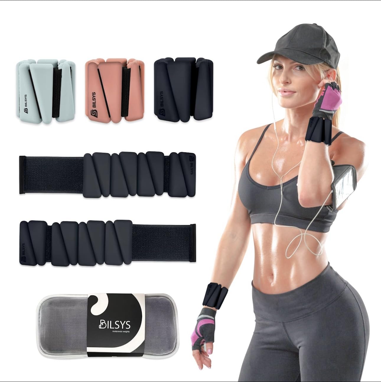 Adjustable Silicone Wrist & Ankle Weights-Set of 2(1 lb Each)-Comfortable & Stylish Arm Or Leg Weights For Women And Men-Ideal For Running, Walking, Yoga, Pilates, Barre, Home Workouts