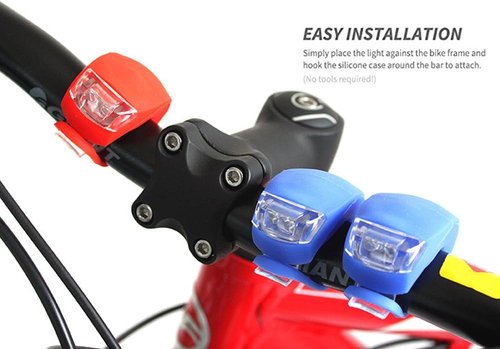 Malker Bicycle Light Front and Rear Silicone LED Bike Light Set - Bike Headlight and Taillight,Waterproof & Safety Road,Mountain Bike Lights,Batteries Included