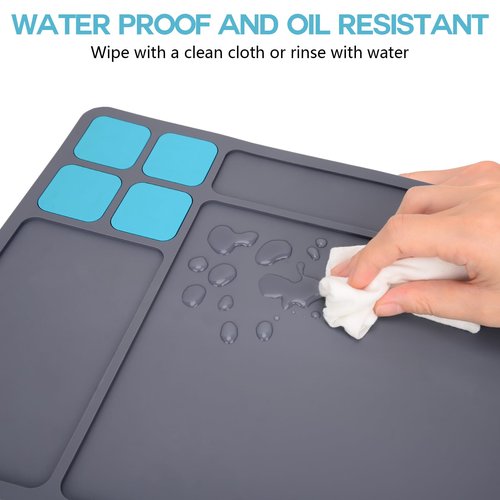 BOOSTEADY Gun Cleaning Mat, Pistol Mat, Anti-Slip Rubber Gun Mat, Magnetic Pistol Cleaning Pad with Integrated Box 15.9" x 9.8"（Gray）