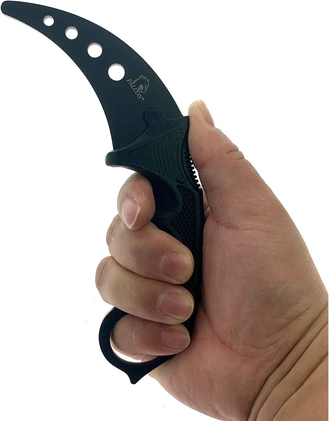 Falcon 7.5" Tactical Fixed Blade Training, No Edge. For Training Purpose Only (Black)