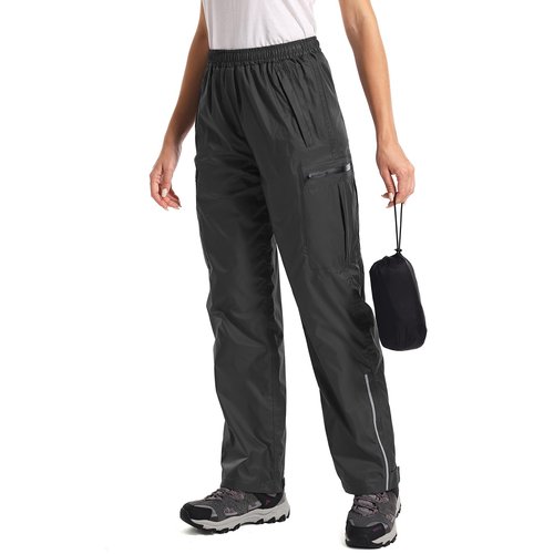 Women's Rain Pants Waterproof Hiking Pants Windproof Lightweight Over Pants Outdoor for Golf Fishing Cycling #2089-Black-M