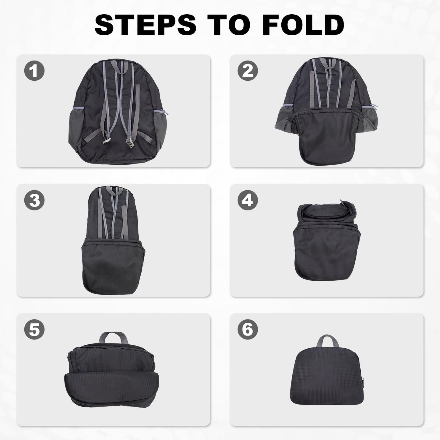 HOLYLUCK 20L lightweight packable Hiking Daypack Foldable Backpack for Men Women Small Travel Outdoor Foldable Shoulder Bag-black