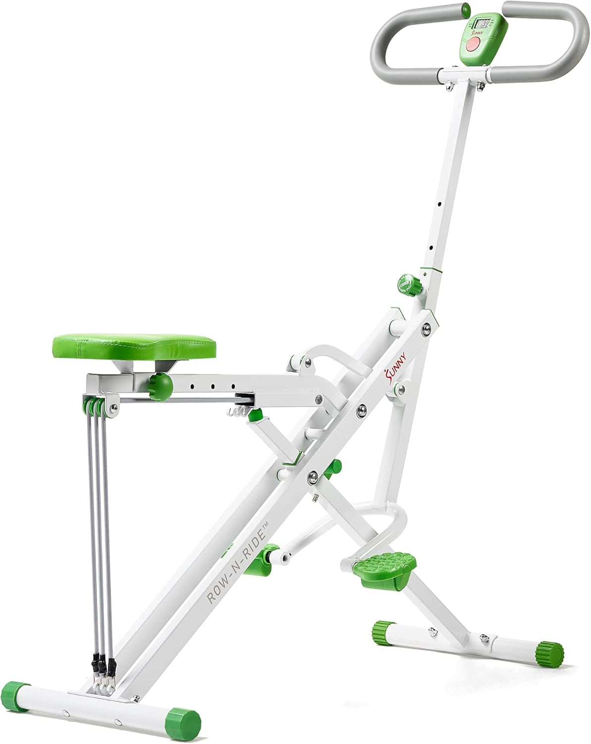 Sunny Health & Fitness Row-N-Ride Squat Assist Trainer, Foldable & Easy Setup Exercise w/Adjustable Resistance, Home Training Machine for Arm, Glute & Leg Workout, Optional Free SunnyFit App Connect